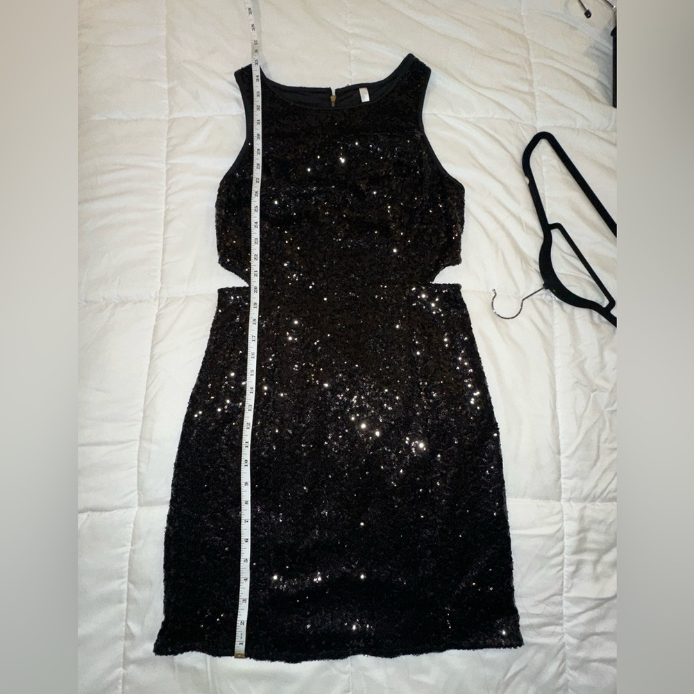 Kensie - Black Sequin Party Dress with side cutouts - Medium